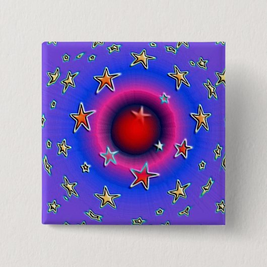 Sterren Vierkante Button 5,1 Cm (Voorkant)