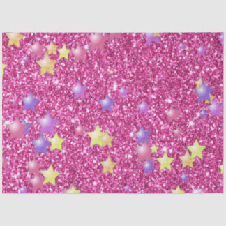 Sterren voor mousserend glitterpapier, roze tissuepapier