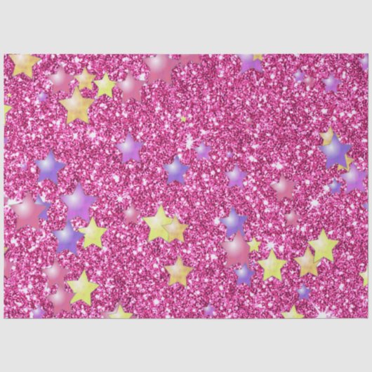 Sterren voor mousserend glitterpapier, roze tissuepapier (Voorkant)