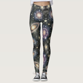 Sterren wervelend sterrenstelsel patroon leggings