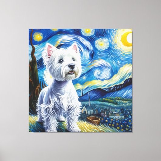 Sterren West Highland White Terrier Hondenportret Canvas Afdruk (Voorkant)