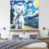 Sterren West Highland White Terrier Hondenportret Canvas Afdruk (Insitu (Slaapkamer))