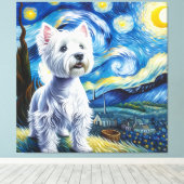 Sterren West Highland White Terrier Hondenportret Canvas Afdruk (Insitu (Houten vloer))