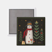 Sterren Winkelen Sneeuwman Kerstmis Inspiratie Magneet (Voorkant / Achterkant)