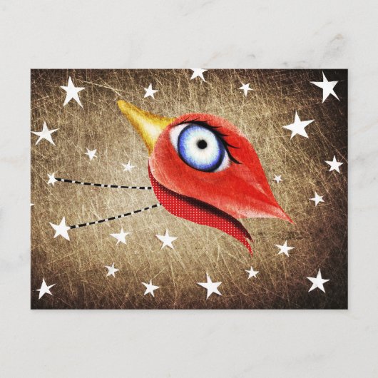 Sterren Winter Vogel Briefkaart (Voorkant)