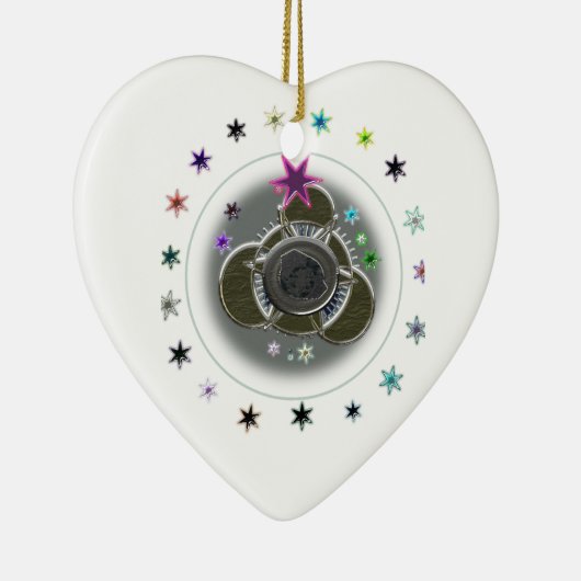 Sterren Wit Hart Keramisch Ornament (Rechts)