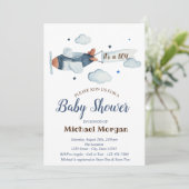 Sterren, wolken, Baby shower van het vliegtuiggoud Kaart (Staand voorkant)