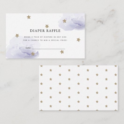 Sterren & Wolken Lavendel Luier Raffle Ticket Informatiekaartje (Voorkant / Achterkant)