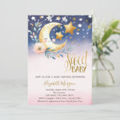 Sterren Wolken Maan Bloem Baby Shower Kaart (Staand voorkant)