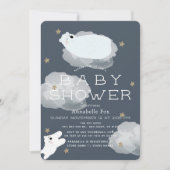 Sterren & Wolken Polar Beren Baby shower Invitatio Kaart (Voorkant)
