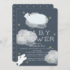 Sterren & Wolken Polar Beren Baby shower Invitatio Kaart