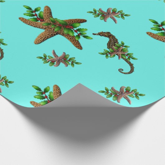 Sterren Zee Paarden Pattern Kerstmis Cadeaupapier (Hoek)