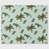 Sterren Zee Paarden Pattern Kerstmis Cadeaupapier (Vlak)