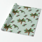 Sterren Zee Paarden Pattern Kerstmis Cadeaupapier (Uitgerold)