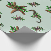 Sterren Zee Paarden Pattern Kerstmis Cadeaupapier (Hoek)