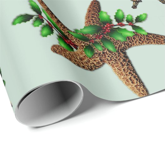 Sterren Zee Paarden Pattern Kerstmis Cadeaupapier (Rol Hoek)
