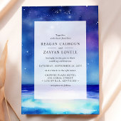 Sterren Zeegezicht Waterverf bruiloft uitnodiging