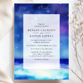 Sterren Zeegezicht Waterverf bruiloft uitnodiging