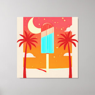 Sterren Zomer Palm Ice Oase Canvas Afdruk