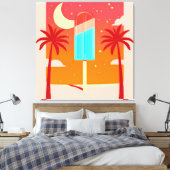 Sterren Zomer Palm Ice Oase Canvas Afdruk (Insitu (Slaapkamer))