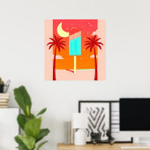 Sterren Zomer Palm Ice Oase Poster (Thuiskantoor)