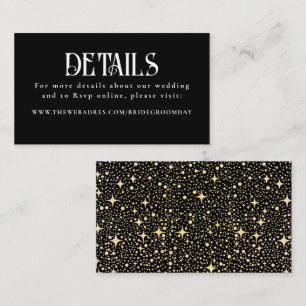 Sterren Zwart Bruiloft Details Informatiekaartje