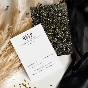 Sterren Zwart en Goud Bruiloft RSVP Kaartje