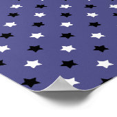 Sterren Zwart-wit Patroon Paarse achtergrond Poster (Hoek)