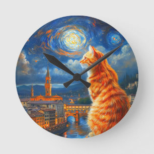 SterreNachT Boven Florence Ginger Cat Art Ronde Klok