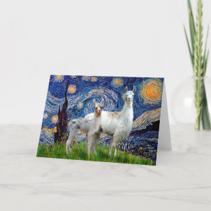 SterreNachT met Twee Llama's Kaart