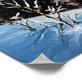 Sterrenachtig winterlandschap met besneeuwde bomen poster (Hoek)