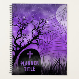 Sterrenachtige Paarse Ghoulish Gothic Web Volle Ma Planner
