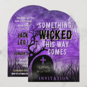 Sterrenachtige Paarse Gothic Graveyard Volle Maan  Kaart (Voorkant / Achterkant)