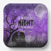 Sterrenachtige Paarse Gothic Graveyard Volle Maan Papieren Bordje (Voorkant)