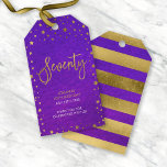 Sterrenachtige Paarse Waterverf 70ste verjaardagsf Cadeaulabel<br><div class="desc">Label Versier je gunstgeschenken met dit elegante verticaal 70e verjaardagsgeschenk met een sterrenrand en de woorden "Seventy" in nepgoud tegen een achtergrond van paarse waterverf. Bekijk de bijpassende uitnodiging en andere items zoals stickers en postzegels hier https://www.zazzle.com/collections/elegant_starry_purple_watercolor_celebrations-119469232199993091?rf=238364477188679314 Personaliseer deze door de tekst van de plaatsaanduiding te vervangen. Voor meer opties,...</div>