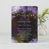 Sterrenavond Bos Paarse bruiloft Kaart (Staand voorkant)
