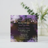Sterrenavond Bos Paarse bruiloft uitnodiging (Staand voorkant)