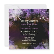 Sterrenavond Bos Paarse bruiloft uitnodiging