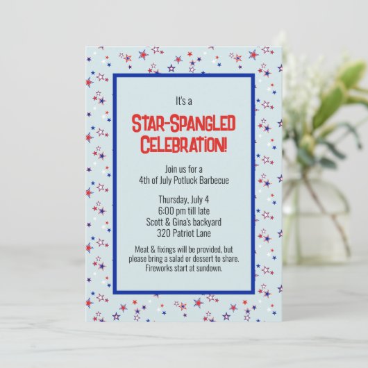 Sterrenbedekte Viering Patriottisch Feest Kaart (Staand voorkant)
