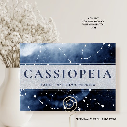 Sterrenbeeld Cassiopeia (of Anders) Blauw, Zilver Kaart