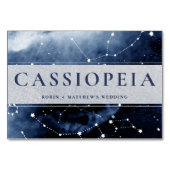 Sterrenbeeld Cassiopeia (of Anders) Blauw, Zilver Kaart (Voorkant)