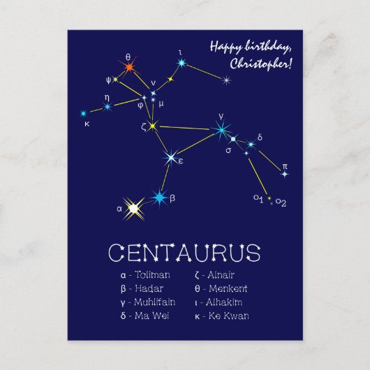 Sterrenbeeld Centaurus Briefkaart (Voorkant)