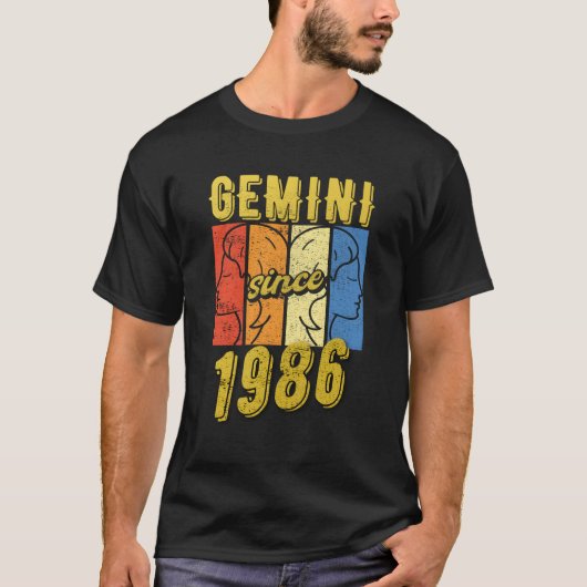 Sterrenbeeld Gemini 1986 Geboren T-shirt (Voorkant)