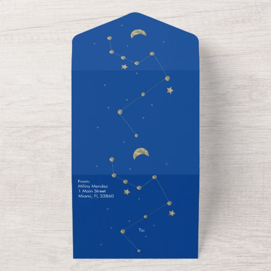 Sterrenbeeld Gouden Maan Astrologie Script Trouwda All In One Uitnodiging (Buitenkant)