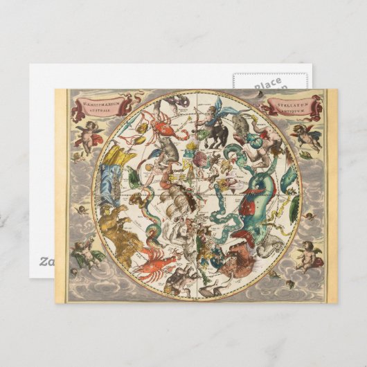 sterrenbeeld hemel hemelse dierenriem sterrenkaart briefkaart (Voorkant / Achterkant)
