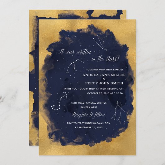 sterrenbeeld hemelse bruiloft uitnodiging (Voorkant / Achterkant)