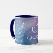 Sterrenbeeld KANKER Paarse Blauwe Naam Monogram Mok (Voorkant links)