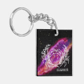 Sterrenbeeld Kreeft Zodiac teken Galaxy Roze Sleutelhanger (Voorkant Links)