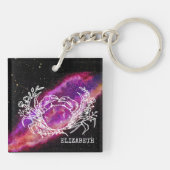 Sterrenbeeld Kreeft Zodiac teken Galaxy Roze Sleutelhanger (Achterkant)
