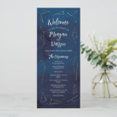 Sterrenbeeld Navy Trouwmenu Ceremonie Details Programmakaart (Staand voorkant)